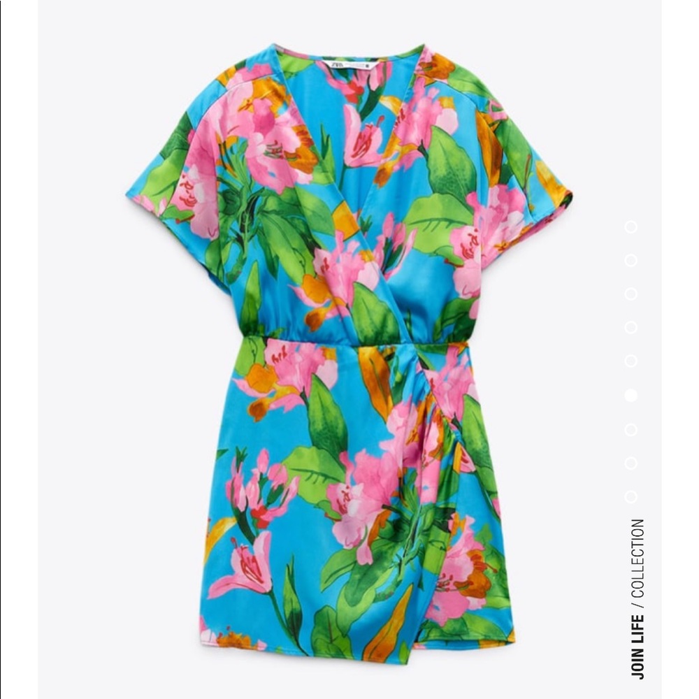 ZARA Floral satin effect dress